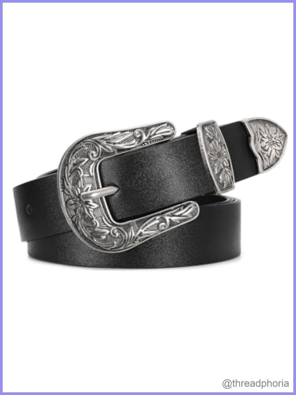 Western Belt Women Cowgirl Cowboy PU Leather Silver Vintage Buckle Jeans